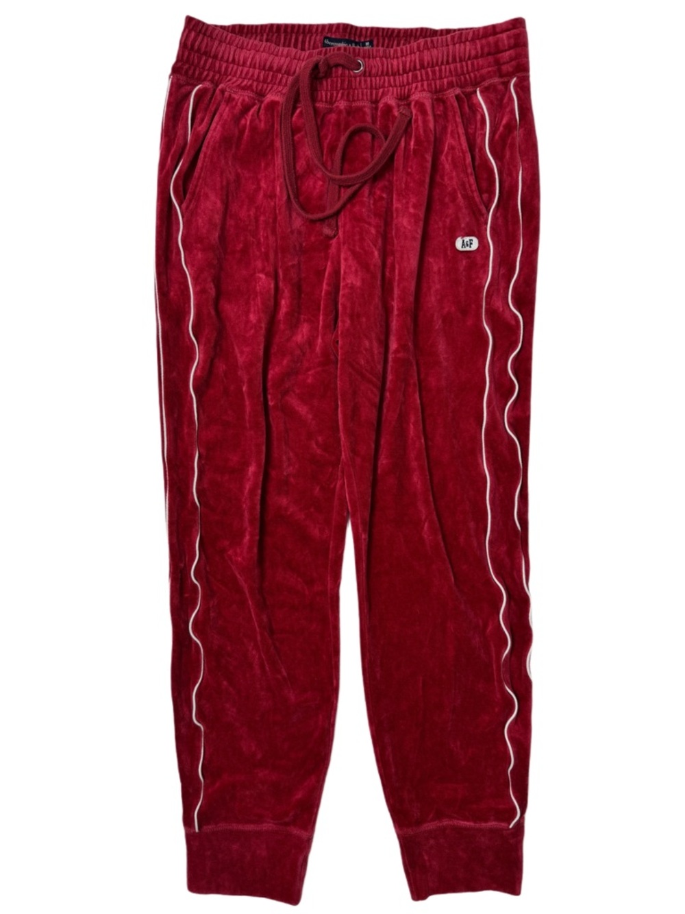 {Abercrombie Vintage} Red Elastic Waist Velvet Joggers Sweatpants WAP42-70